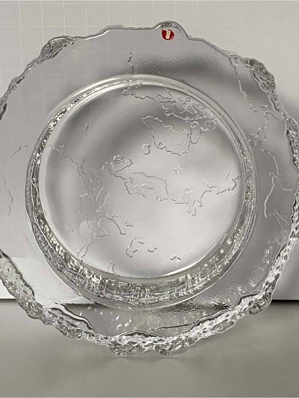 Iittala Glass Bowl 6.5” Tapio Wirkkala Finland Map Europe Candle Holder Vintage